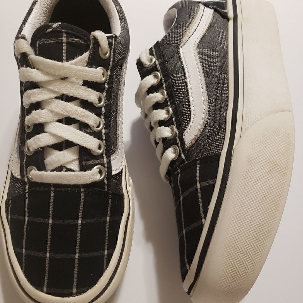 Vans Black and White Plaid Kids Sneakers